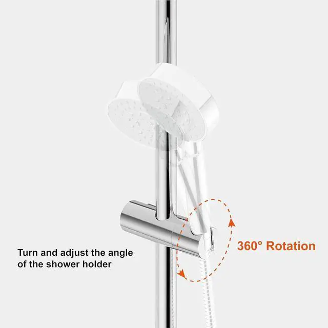 Alt view image 4 of 5 - Shower Head Holder for Slide Bar Adjustable Hand Shower Holder Bracket for Slide Bar, Slider Clamp Bathroom Replacement,360 Degree Rotation Sprayer Holder, Polished Chrome Finish