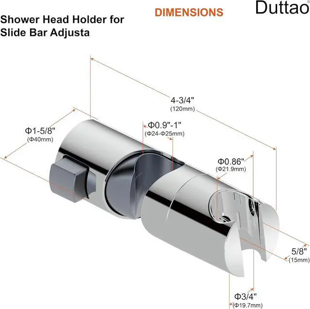 Alt view image 5 of 5 - Shower Head Holder for Slide Bar Adjustable Hand Shower Holder Bracket for Slide Bar, Slider Clamp Bathroom Replacement,360 Degree Rotation Sprayer Holder, Polished Chrome Finish