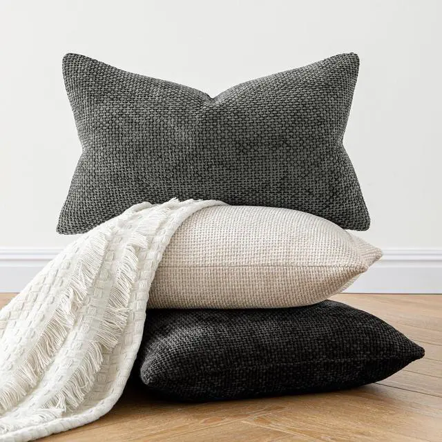 Alt view image 4 of 7 - MIULEE Decorative Couch Throw Pillow Covers 18x18 Inch Neutral Beige 2 Pack | Modern Boho Accent, Soft Chenille Pillow Covers, Farmhouse Cushion Cases for Home Decor Bed Sofa Living Room