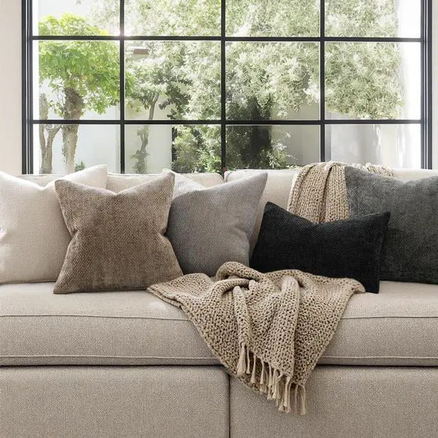 Alt view image 3 of 7 - MIULEE Decorative Couch Throw Pillow Covers 18x18 Inch Neutral Beige 2 Pack | Modern Boho Accent, Soft Chenille Pillow Covers, Farmhouse Cushion Cases for Home Decor Bed Sofa Living Room