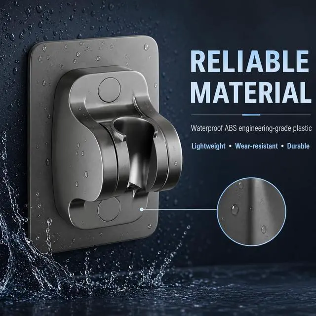 Alt view image 2 of 7 - Adhesive Shower Head Holder, Adjustable Handheld Shower Mount | Adjustable Shower Mount: Flexible angle design lets you adjust handheld shower direction for a comfortable shower experience.