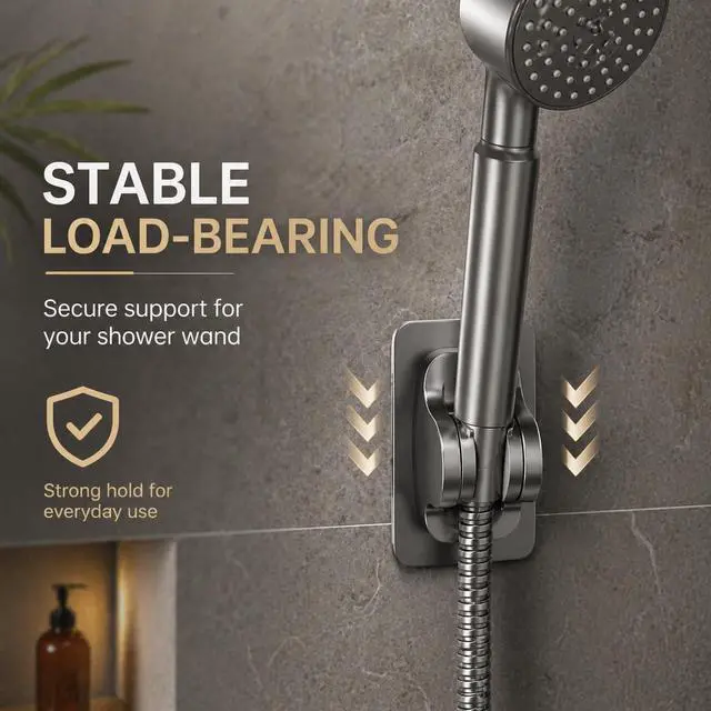 Alt view image 5 of 7 - Adhesive Shower Head Holder, Adjustable Handheld Shower Mount | Adjustable Shower Mount: Flexible angle design lets you adjust handheld shower direction for a comfortable shower experience.