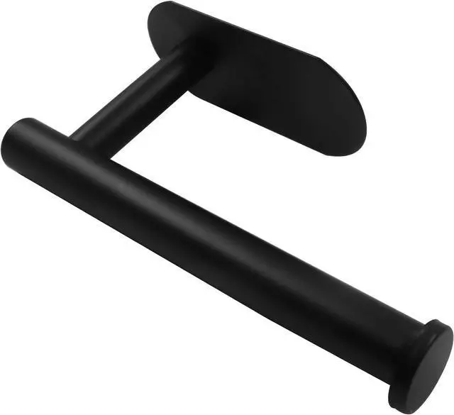 Alt view image 2 of 5 - Adhesive Toilet Paper Holder, Black, Style2 | 1 Pcs, Stainless Steel, Stick On Wall, Brushed Finish, No Drill Damage-Free Installation