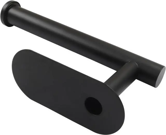 Alt view image 5 of 5 - Adhesive Toilet Paper Holder, Black, Style2 | 1 Pcs, Stainless Steel, Stick On Wall, Brushed Finish, No Drill Damage-Free Installation
