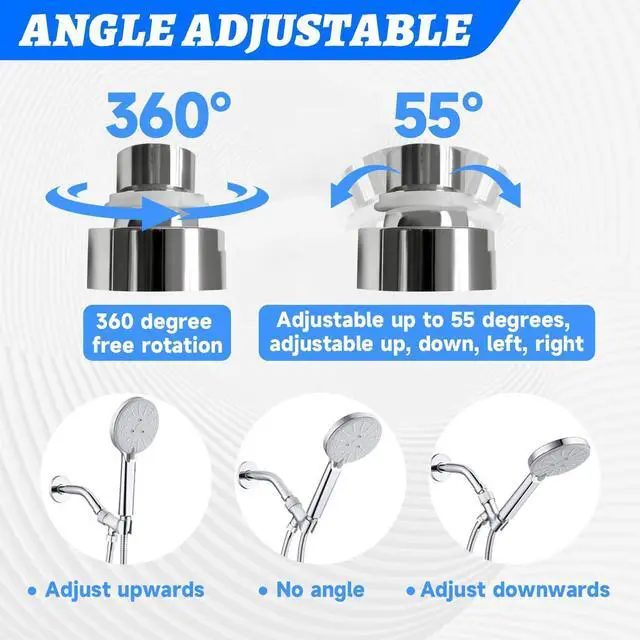 Alt view image 4 of 7 - Shower Arm Set Shower Head Holder Plastic Shower holder for Handheld Showerhead, with 6-inch Shower Arm Adjustable Brass and ABS Bracket with Brass Swivel Ball Joint(Chrome)