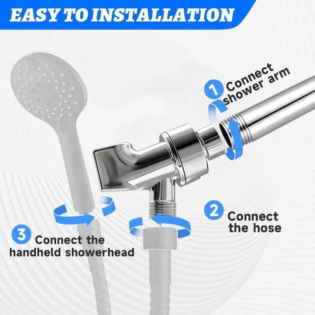 Alt view image 3 of 7 - Shower Arm Set Shower Head Holder Plastic Shower holder for Handheld Showerhead, with 6-inch Shower Arm Adjustable Brass and ABS Bracket with Brass Swivel Ball Joint(Chrome)