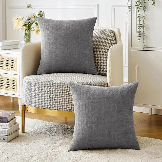 Alt view image 5 of 6 - MIULEE Soft Chenille Throw Pillow Covers Dark Gray 18x18 Inch Pack of 2 | Modern Home Decor, Classic Decorative Pillows, Solid Dyed Cases, Boho Couch Cushion Covers for Sofa Bed Living Room