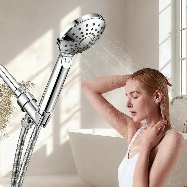 Alt view image 7 of 7 - Shower Arm Set Shower Head Holder Plastic Shower holder for Handheld Showerhead, with 6-inch Shower Arm Adjustable Brass and ABS Bracket with Brass Swivel Ball Joint(Chrome)
