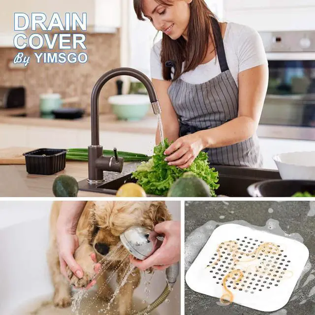Alt view image 5 of 7 - Drain Hair Catcher 2 Packs, Shower/Bathtub Drain Cover, Silicone Hair Catcher for Shower, Square Drain Stopper for Tub,Kitchen,Bathroom Gray/White