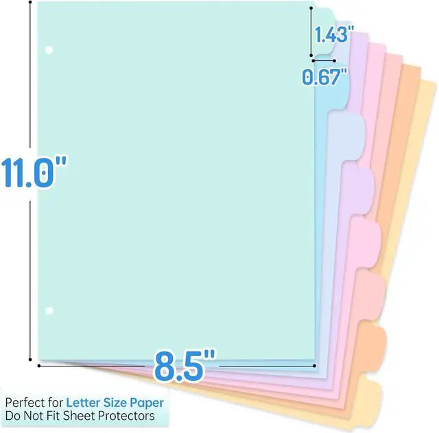 Alt view image 2 of 7 - Forvencer 8-Tab Binder Dividers with Tabs, 2 Sets Write&Erase Dividers | Dividers for 3 Ring Binder, Durable Binder Tabs for Organizers, 3 Ring Binder Dividers with Tabs for School Office, Pastels