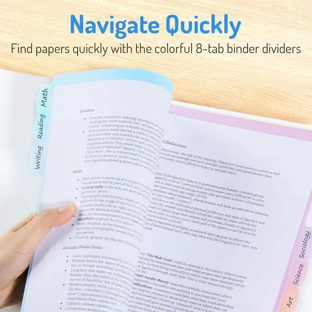 Alt view image 7 of 7 - Forvencer 8-Tab Binder Dividers with Tabs, 2 Sets Write&Erase Dividers | Dividers for 3 Ring Binder, Durable Binder Tabs for Organizers, 3 Ring Binder Dividers with Tabs for School Office, Pastels