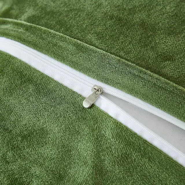 Alt view image 5 of 6 - Fluffy Set of 2 Pillowcases Faux Fur Throw Pillow Covers King Size Shams Soft Christmas Decorative Zipper Closure (Sage, 20"x36")