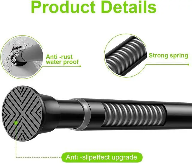 Alt view image 4 of 7 - Small Tension Rod 16-38inch Black Tension Curtain Rod no Drilling | Spring Rods for Windows Short Tension Rod Adjustable Curtain Rod for Windows,Door,Closet,Kitchen