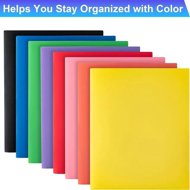 Alt view image 7 of 7 - Plastic Folders with Pockets (8 Pack,Assorted Colors) | Durable Heavy Duty File Folders with Business Card Slot, 2-Pocket Folder for Schoolwork & Office,Back to School Supplies