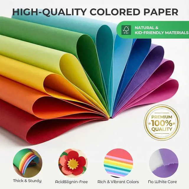 Alt view image 2 of 7 - Koogel 60 Sheets Colored Craft Paper, 8.27" x 11.7" (A4 Size) | 20 Assorted Colors, 120gsm/32lb Lightweight Cardstock for Kids Crafts, Origami, Printing & Holiday Decorations