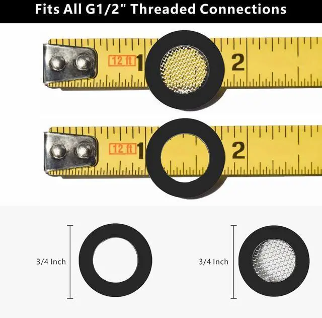 Alt view image 2 of 7 - 6 Pack Shower Filter Gasket + 6 Pack Rubber Washer, 3/4" for 1/2" Fixed Shower Head/Handheld Shower Hose Connector, Creates A Seal to Prevent Leakage