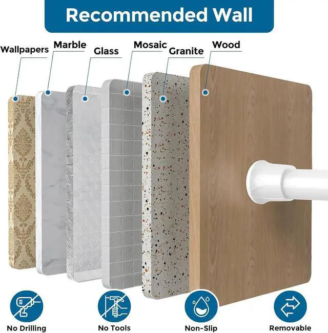Alt view image 6 of 7 - AIZESI Spring Tension Curtain Rods Short Tension Rod (White,28" to 48"-2Pcs)