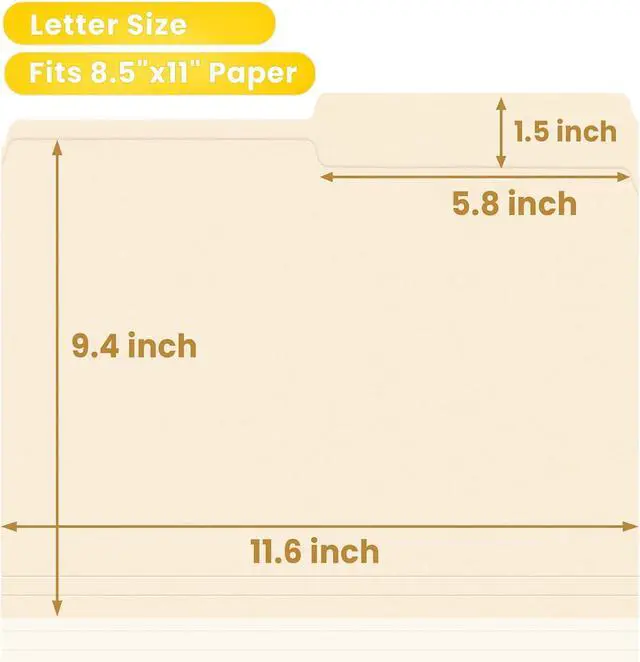 Alt view image 3 of 7 - SUNEE File Folders, 18 Pack Manilla Folders 8.5 x 11, 1/2 Cut Tab for Easy Labeling and Organization, Durable Standard Paper for Home, Office, School Filing