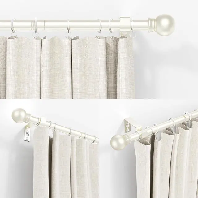 Alt view image 2 of 6 - Thestoa Nickel Curtain Rods for Windows 30-46 Inch, 5/8" Stainless Steel Small Curtain Rod for Bedroom, Living Room,Kitchen,Farmhouse