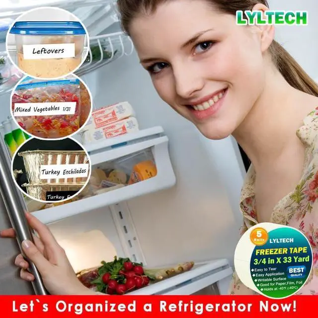 Alt view image 5 of 7 - LYLTECH White Freezer Tape 5 Rolls x 3/4in x 33yd -1.5in Core | 165yd Total,Low Temp Resistant Writable surface, easy tear residue-free tape for cold storage freezer marking labeling