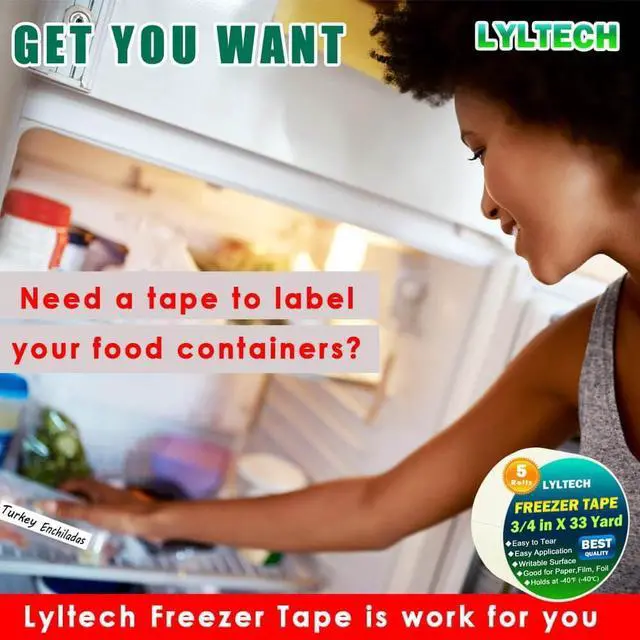 Alt view image 2 of 7 - LYLTECH White Freezer Tape 5 Rolls x 3/4in x 33yd -1.5in Core | 165yd Total,Low Temp Resistant Writable surface, easy tear residue-free tape for cold storage freezer marking labeling