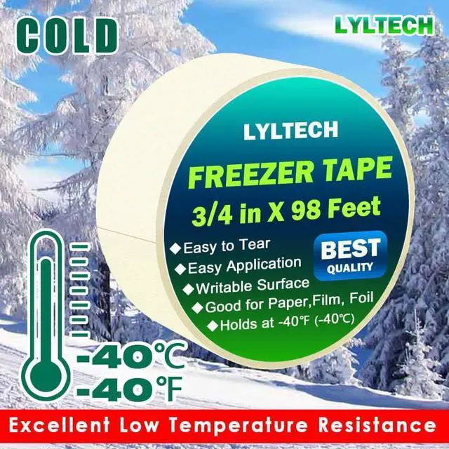 Alt view image 4 of 7 - LYLTECH White Freezer Tape 5 Rolls x 3/4in x 33yd -1.5in Core | 165yd Total,Low Temp Resistant Writable surface, easy tear residue-free tape for cold storage freezer marking labeling