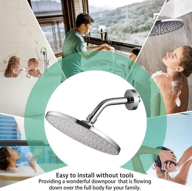 Alt view image 7 of 7 - Shower Arm with Flange +Tape,Stainless Steel Shower Head Extension Arm,Wall-Mounted for Fixed Shower Head,6 Inch Chrome