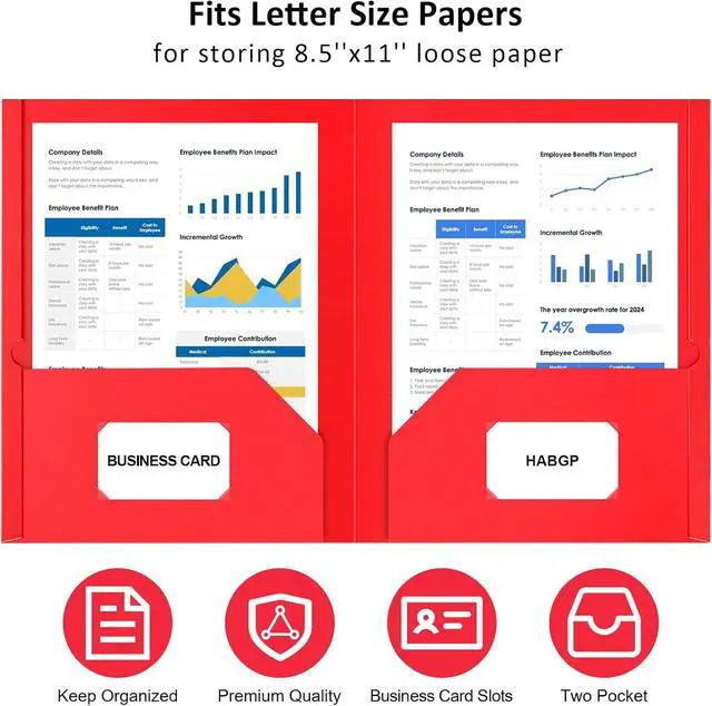 Alt view image 2 of 7 - 6 Paper Folders with Pockets, Multi Colors Pocket Folders, 6 File Folders | Heavy Duty, with Business Card Holder, for Documents Office Organizer Folder Letter Size School Supplies