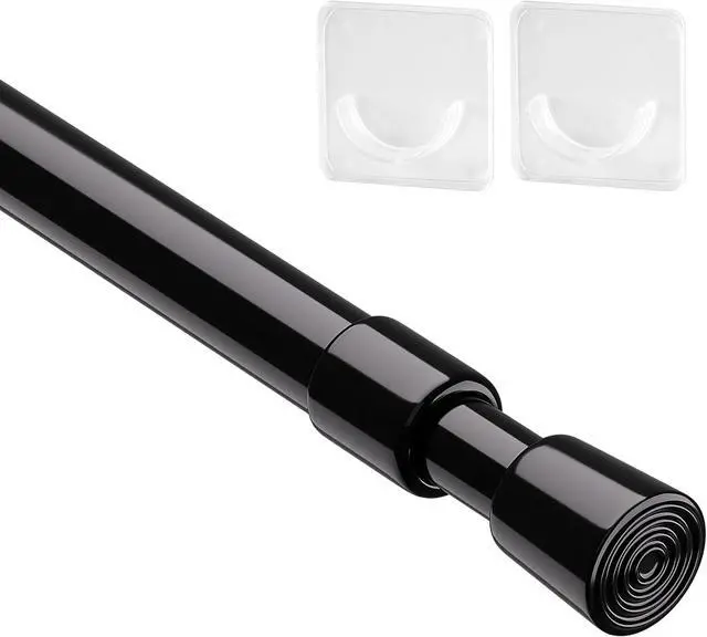 Main image of KXLife 1 Pack Spring Tension Curtain Rod 28-40 inch, 5/8" Diameter, Adjustable Small Curtain Rod No Drilling, Expandable Spring Loaded Tension Rod for Doors and Windows, Black