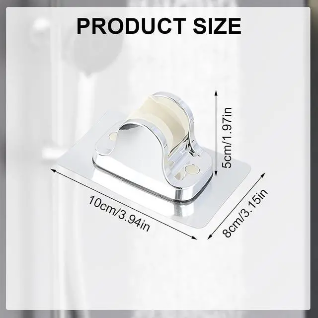 Alt view image 2 of 7 - 4 PCS Shower Head Holder Wall Mount, Adhesive Handle Hose Sprayer Black Silver