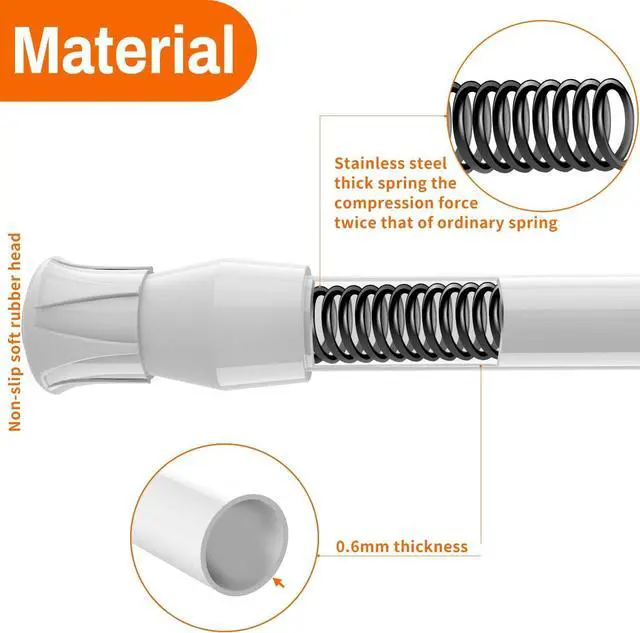 Alt view image 3 of 6 - 2Pcs Spring Tension Curtain Rods No Drilling, Adjustable 15.7-28 Inches | 5/8" Diameter, Spring Loaded, Expandable for Window, Bathroom, Cupboard, Kitchen, Wardrobe, Bookshelf DIY Project
