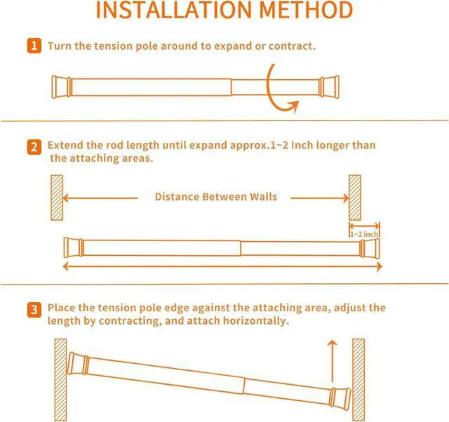 Alt view image 6 of 6 - 2Pcs Spring Tension Curtain Rods No Drilling, Adjustable 15.7-28 Inches | 5/8" Diameter, Spring Loaded, Expandable for Window, Bathroom, Cupboard, Kitchen, Wardrobe, Bookshelf DIY Project