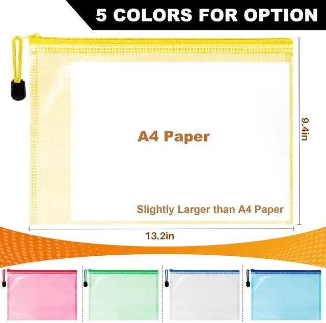 Alt view image 5 of 6 - MAQIHAN Mesh Zipper Pouch Bags - A4 Clear Zipper Pouches, 13.2 x 9.4 Inch | Zipper Pouches for Organizing, Waterproof Letter Size File Bag for Puzzles, Board Games, Office Supplies, 5 Pack