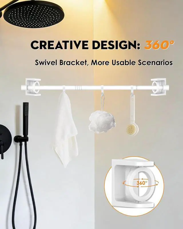 Alt view image 3 of 7 - Spring Loaded Tension Rods 24-36 Inch, Adjustable Pressure Expandable White Tension Curtain Rod No Drilling for Windows, Kitchen, Doorway, Bathroom, Closet