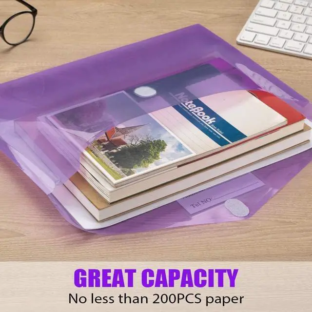 Alt view image 6 of 7 - Sooez 5 Pack File Folders, Clear Poly Envelopes Plastic Folders A4 Pouch | Folder for Documents Letter A4 Size with Label Pocket, Teacher School Office Supplies Organization Storage, Assorted Color