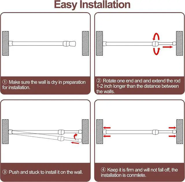 Alt view image 4 of 7 - SIQUK Cupboard Bar Adjustable Spring Tension Rods Wood Grain Extendable Rod | 6 Pack, 12 to 20 Inches