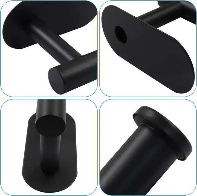 Alt view image 4 of 5 - Adhesive Toilet Paper Holder, Black, Style2 | 1 Pcs, Stainless Steel, Stick On Wall, Brushed Finish, No Drill Damage-Free Installation