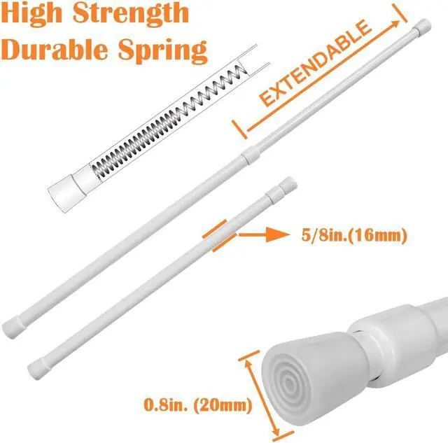 Alt view image 2 of 6 - KXLIFE 2 Pack 5/8" Tension Curtain Rod, RV Tension Bars, Cupboard Rods White 10 to 16 Inch