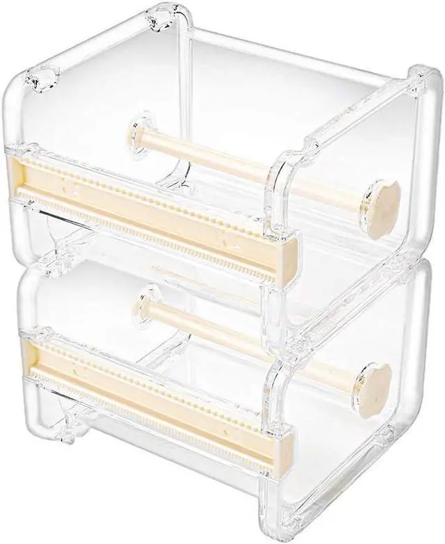 Main image of molshine 2 Pack Transparent Desktop Multi Washi Masking Tape Storage Dispenser,Tape Cutter,Tape Roll Holder (Not Include Masking Tape) (Beige)