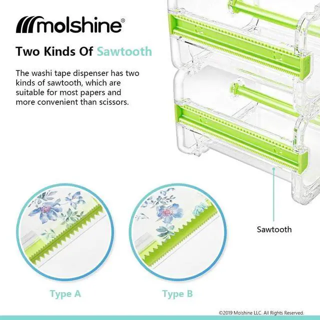Alt view image 3 of 6 - molshine 2 Pack Transparent Desktop Multi Washi Masking Tape Storage Dispenser,Tape Cutter,Tape Roll Holder (Not Include Masking Tape) (Beige)