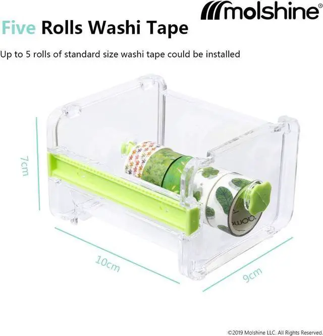 Alt view image 5 of 6 - molshine 2 Pack Transparent Desktop Multi Washi Masking Tape Storage Dispenser,Tape Cutter,Tape Roll Holder (Not Include Masking Tape) (Beige)