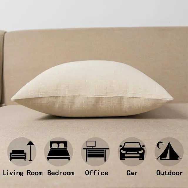 Alt view image 3 of 7 - Jeanerlor Lined Linen White Throw Pillow Cover 12x20 inch Cushion Case from Home Decor for Baby/Children, (30 x 50 cm), Light Linen