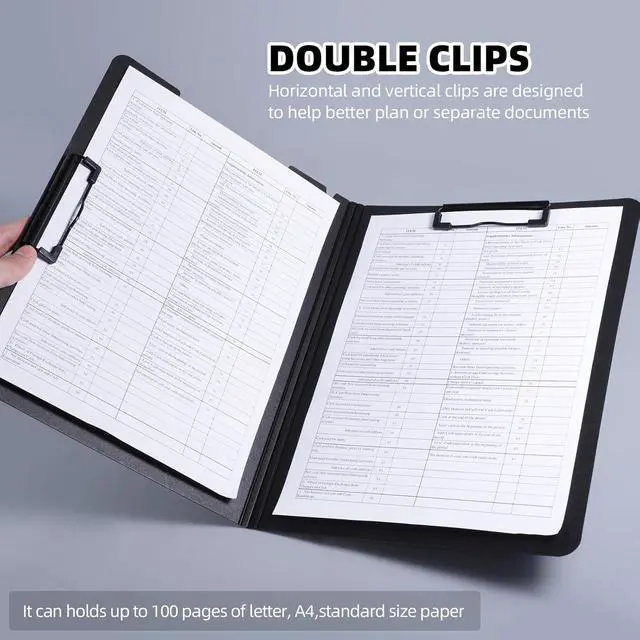 Alt view image 2 of 7 - FRETONBA Clipboard Folder, A4 Foldable Clipboard with Horizontal and Vertical Double Metal Clips, 360 Degree Foldable Binder Clipboards with Pen Holder, File Cover Work Folder Clipboards, Green