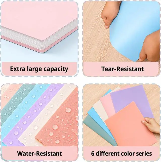 Alt view image 3 of 6 - 6 Plastic Folders, 2 Pocket, Heavy Duty, No Prongs, Assorted Colors | heavy-duty plastic folders with 2 pockets, no prongs, letter-size fit, and Morandi colors for easy organization.