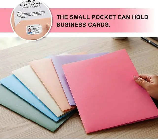 Alt view image 2 of 6 - 6 Plastic Folders, 2 Pocket, Heavy Duty, No Prongs, Assorted Colors | heavy-duty plastic folders with 2 pockets, no prongs, letter-size fit, and Morandi colors for easy organization.