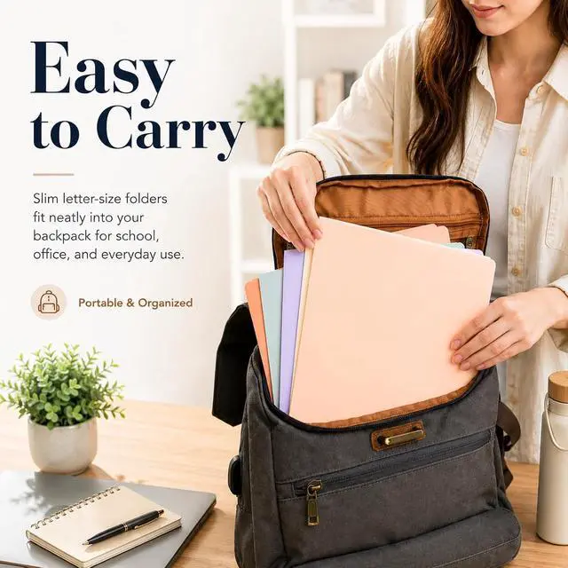 Alt view image 6 of 6 - 6 Plastic Folders, 2 Pocket, Heavy Duty, No Prongs, Assorted Colors | heavy-duty plastic folders with 2 pockets, no prongs, letter-size fit, and Morandi colors for easy organization.