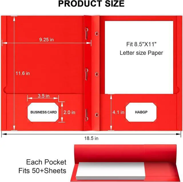 Alt view image 2 of 7 - 4 Pack Folders with Pockets and Prongs, 2 Pocket Folders with 3 Fasteners | Heavy Duty Paper Pocket Folders, for 8.5" x 11" Paper, for School Office Home, 4 Assorted Colors