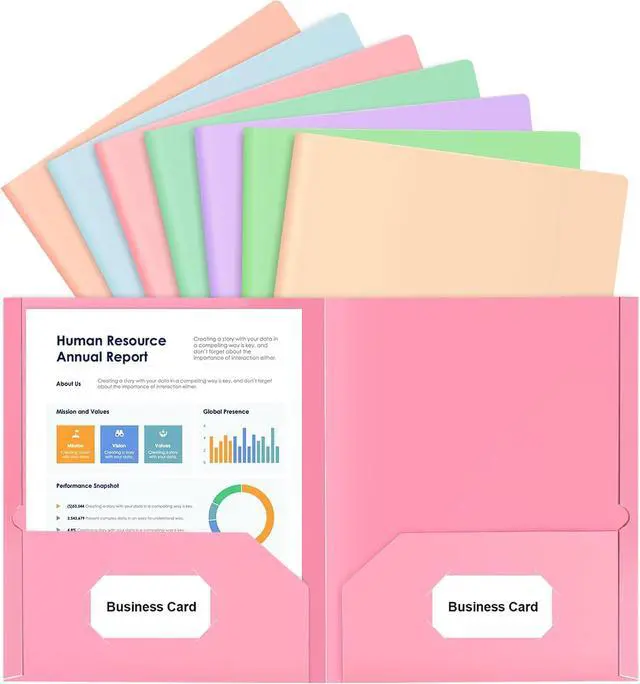 Main image of Folders with Pockets (7 Pack, Pastel Color), Heavy Duty Paper Pocket Folder | 2 Pocket Folders for Documents, Letter Size, Poly Folders for Kids, Teacher, School, Office