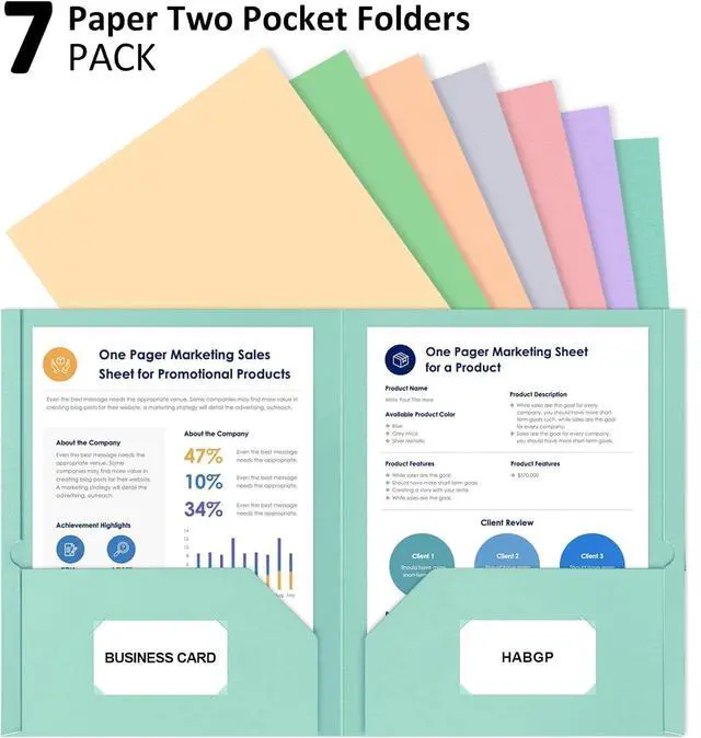 Alt view image 5 of 7 - Folders with Pockets (7 Pack, Pastel Color), Heavy Duty Paper Pocket Folder | 2 Pocket Folders for Documents, Letter Size, Poly Folders for Kids, Teacher, School, Office