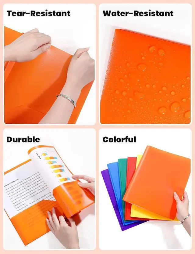 Alt view image 3 of 7 - SUNEE 3-Prong Plastic Folders with Pockets (6 Pack, Assorted Colors) 2 Pocket Folders with Fasteners, Tear-Resistant Plastic Pockets, and Fit Letter Size Paper, Use for School Office Home Business